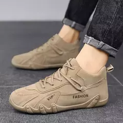 Botas de couro impermeável para homens, Lace Up Sneakers, Sapatos casuais para motocicletas na internet