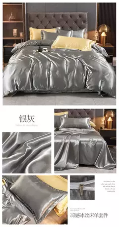 Monocromático Rayon Satin Conjunto de cama, luxo Duvet Cover Kit, Twin Queen e King Size, Home Textile, 3PCs, 4PCs