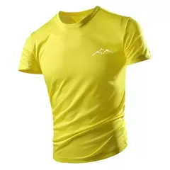 Camiseta casual com gola redonda masculina, manga curta solta, confortável, top de secagem rápida, estilo esportivo ao ar livre, moda quatro estações