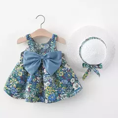 Conjuntos de roupas de verão para bebês, vestido sem mangas, calças curtas e vestido, patchwork listrado, fofo, 6-24M, 2 pcs, 2023