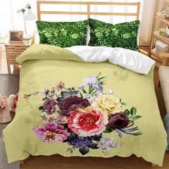 Elegante Flores Bedding Set, Bela Impressão 3D Consolador, Bedding Set, Rainha, Twin, Single Size, Capa de Edredão, Fronha, Presentes de luxo, Moda - comprar online