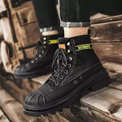 Botas de lona anticolisão masculinas, botas masculinas ao ar livre, sapatos militares, biqueira, algodão, nova moda, inverno, 2023 - comprar online