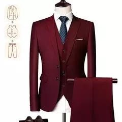 Terno casual de negócios masculino para casamentos, blazer genuíno, colete e calças, grande e alto, colete slim fit, calças de vestido, tamanho EUA - loja online