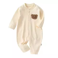 Urso dos desenhos animados impresso macacão para bebê recém-nascido, Onesie, macacão coreano, roupa infantil, roupas de meninos e meninas, 1 pc, outono