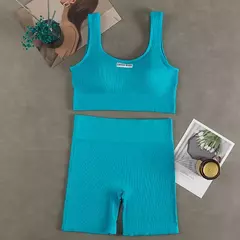 Conjunto de ioga feminino sem costura, roupas de treino fitness, sutiã esportivo, leggings de cintura alta, roupas sexy de ginástica em V profundo, roupas esportivas novas, 2024 - loja online