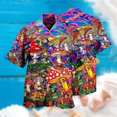 Camisa havaiana com estampa 3D masculina papagaio, blusa de praia casual manga curta, camisa lapela vocacional, moda menino na internet