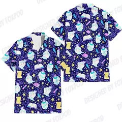 Camiseta grande solta com estampa animal havaiana masculina, blusa de manga curta, 3D divertido, desenhos animados, praia, verão, novo - Wolf Magazine