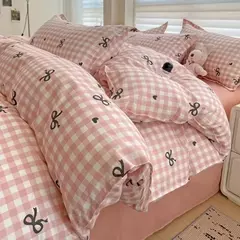 Conjunto de cama para meninas, capa de edredão, folha plana, fronha, sem enchimento, roupa de cama, macia, gêmea, completa, queen size, 3, 4pcs - Wolf Magazine