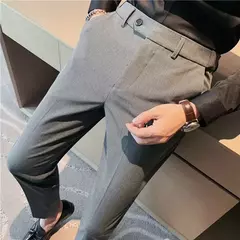 Calça justa para homens, terno de negócios masculino, calças de alfaiataria social, roupas de grife pretas, moda verão, 9, 2024