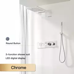 Imagem do Sistema de chuveiro de bronze preto de luxo wall-mounted led display digital design frio & quente duplo-controle de 4 funções torneira de chuveiro de teto