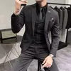 Conjunto de terno slim fit masculino, jaqueta blazers, calça, colete, moda casamento empresarial, roupas de anfitrião, casaco, calças, colete, novo, 2023, 3 peças