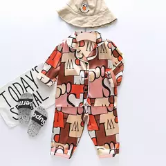 Pijama de manga comprida para meninos e meninas, roupa de casa confortável, calças de seda novas, primavera e outono, 0-4 anos - Wolf Magazine