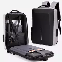 Mochila com carapaça dura casual masculina, anti-roubo, alta capacidade, viagem, carregamento USB, negócio, bolsa para computador masculino, moda na internet