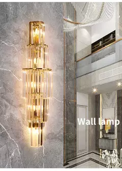 Benda luxo lobby do hotel grande lâmpada de parede cristal para clube hall villa sala estar escritório banquete luminárias interiores - comprar online