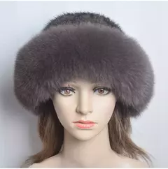 Chapéu de pele de vison genuíno para mulheres gorro de malha natural de luxo chapéu de malha artesanal pele de raposa real moda inverno quente, novo