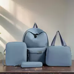 Conjunto de mochila monocromática de grande capacidade para estudantes primários, lancheira impermeável, bolsa crossbody para meninos e meninas, moda, 4 peças - comprar online