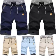 Calção de praia de algodão masculino, calça monocromática, estilo verão, novo, quente, 2024 - loja online