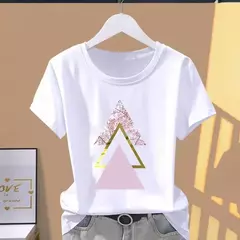 Camiseta modal de manga curta feminina, estampa gráfica, floral, moda casual, roupas explosivas, camiseta extragrande