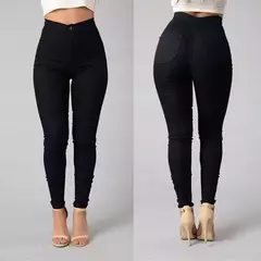 Perneiras femininas de cintura alta, jeans stretch, calça lápis rosa, 2024 - comprar online