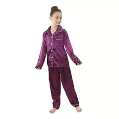 Conjunto de pijamas de cetim de seda infantil pijamas de bebê pijamas pijamas cor sólida, terno infantil, meninos, meninas, outono