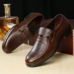 Sapatos baixos formais de couro masculino, Sapatos de vestir masculinos, Negócios, Escritório, Redondo, Respirável, Festa, Casamento, Trabalho, Nova Marca