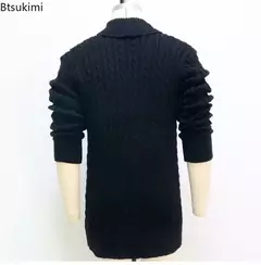 Imagem do Jaqueta de cardigã de tricô slim fit masculina, casaco masculino, manga comprida, estilo britânico, roupas de botões, primavera, outono, 2024