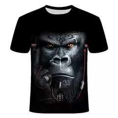 Camiseta masculina de manga curta com estampa de macaco 3D, gola redonda, blusa solta extragrande, roupa divertida, moda verão, nova - comprar online