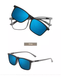 Clipe quadrado polarizado em óculos de sol para homens, leve, flexível, tr90, óculos vintage, armações para lentes graduadas, moda - loja online