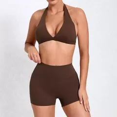 Sportswear por atacado para mulheres, sutiã esportivo e shorts outfit, roupas de ioga, kit de roupas fitness, push up treino Activewear, vermelho, 2024 na internet