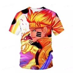 Imagem do Naruto Cartoon Anime T-shirt para crianças, novidade, manga curta, camiseta masculina, tops infantis, roupas de verão, crianças de 4-14 anos