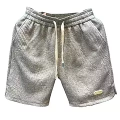 Shorts de natação de algodão misturado masculino, cintura solta, bolso múltiplo, cor sólida, shorts casuais na moda para surf e praia - comprar online