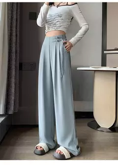 Calça cheia de pernas largas feminina, cintura alta, terno de botões, elegante, minimalismo, reta, calça larga, feminina, primavera, verão, novo, 2022