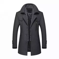 Inverno casacos de lã masculina nova moda meio longo cachecol gola de algodão acolchoado grosso quente casaco de lã masculino trench coat M-5Xl