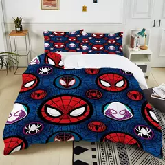 Marvel Spider-Man Conjunto de cama para adultos e crianças, Luxury Bed Comforter, Capa de edredão, 2 Fronhas, Gift, 3Pc, 1