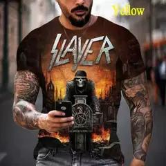 Rock de heavy metal masculino Slayer camiseta de hip hop impressa em 3D, roupas casuais, gola redonda, estilo legal, cosplay de manga curta - Wolf Magazine