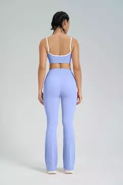 Terno de Yoga Patchwork de duas peças para mulheres, cintura alta Flare Leggings, roupas de treino Fitness Sportswear agasalho na internet