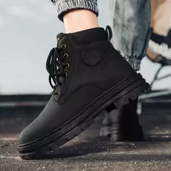 Bota de couro alta masculina, antiderrapante, confortável, casual, amarela, quatro temporadas, sapatos de trabalho ao ar livre, moda britânica - Wolf Magazine