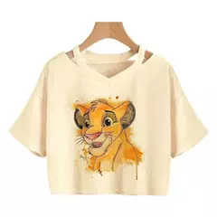 Disney o rei leão colheita topo t camisa recortada harajuku camiseta hakuna matata tshirt feminino topo t roupas femininas