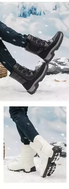 Botas de neve de pelúcia quente para homens, botas impermeáveis de motocicleta, botas antiderrapantes, top alto, novo, inverno