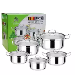 Conjunto de panelas de aço inoxidável, Panelas Naturais, Conjuntos chineses de cozinha antiaderente, 10 Pcs - comprar online