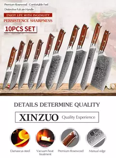 Imagem do XINZUO-Damascus Steel Kitchen Knife, 67 Camadas, Chef Slicing Utility Paring Kni