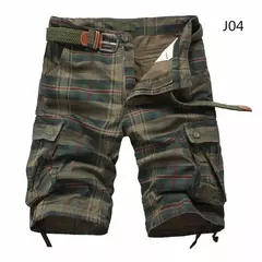 Shorts de praia xadrez casual masculino, calça curta militar, bermuda masculina, macacão de carga, sem cinto, moda, verão, 2024 - comprar online