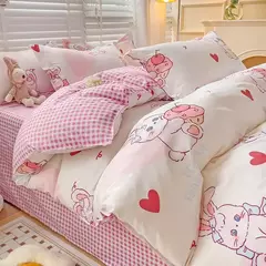 Conjunto de lençol impresso bonito para crianças, estilo cartoon, conjunto de cama respirável, cama King e Queen durável na internet