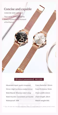 OLEVS-Relógio de pulso quartzo japonês feminino, relógios impermeáveis, pulseira de aço inoxidável, vestido fashion, luminoso Diamond face, relógio feminino - loja online