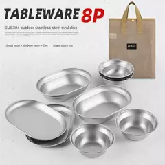 Portátil Camping Tableware Set, prato de jantar, tigela pequena, ao ar livre, auto condução, Tour, Churrasco, 6 pcs, 8 pcs, 10pcs - comprar online