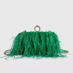 Ostrich Feather Clutch Bag para senhoras, Faux Fur Wallet, anéis de diamante Knuckle, jantar, bolsa de casamento, chique de luxo, moda - Wolf Magazine