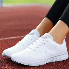 Sapatilhas brancas para mulheres, sapatilha esportiva, sapatos de respiração, sapatos femininos casuais, tênis esportivo senhora sapato atlético - loja online