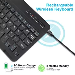 Mini teclado sem fio do bluetooth, recarregável, para o portátil, tabuleta, telefone, ipad, andróide, ios, janelas