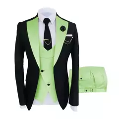 Ternos masculinos 3 peças sob medida melhor homem noivo casamento smoking fino ajuste jacquard duas cores blazer jaqueta colete calças smoking roupas