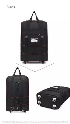 Imagem do Mala Oxford Dobrável Expansível Unisex, Bagagem Portátil com Rodas, Mala de Rolamento, Transportador Aéreo, Bolsa de Viagem, Novo